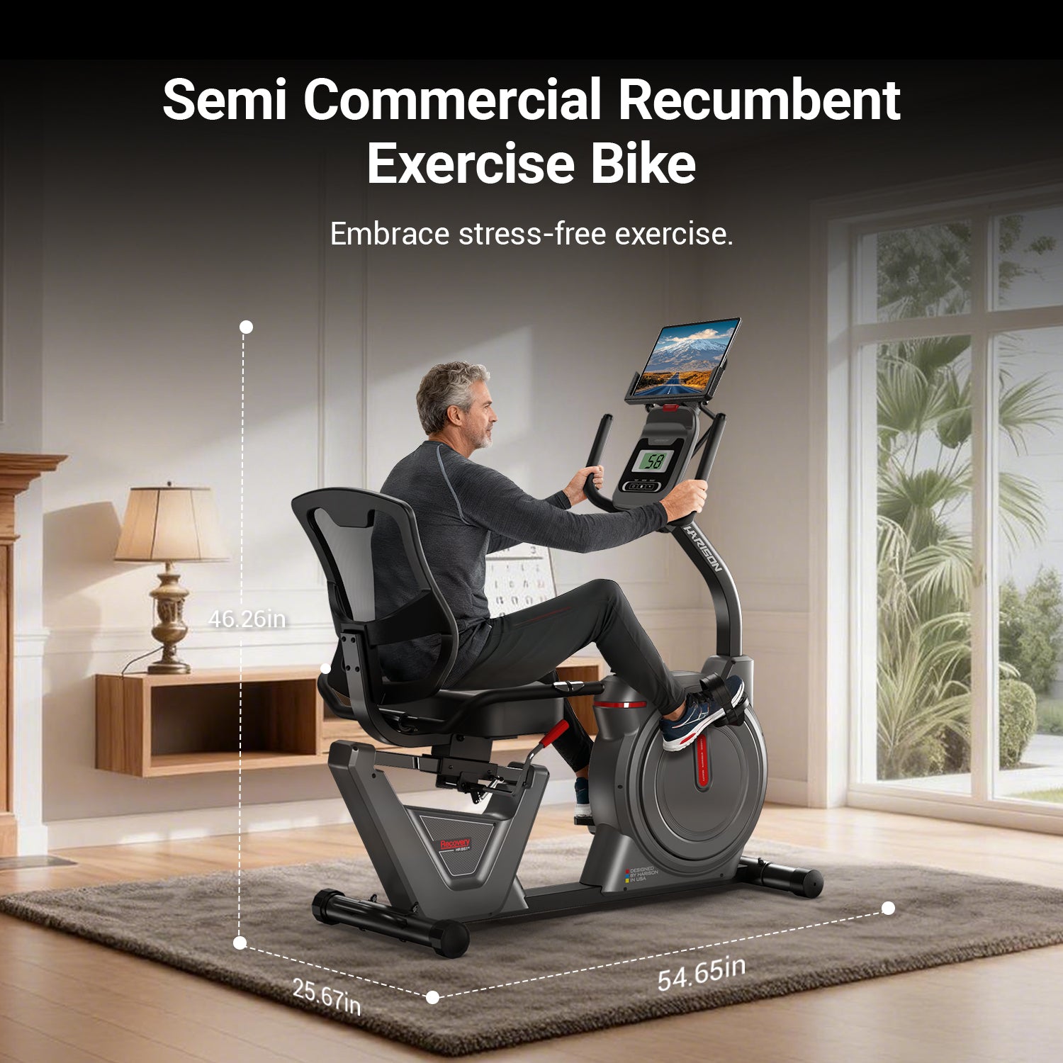 HARISON HR-B51A eco Recumbent Bike | App-Connected Home Cardio