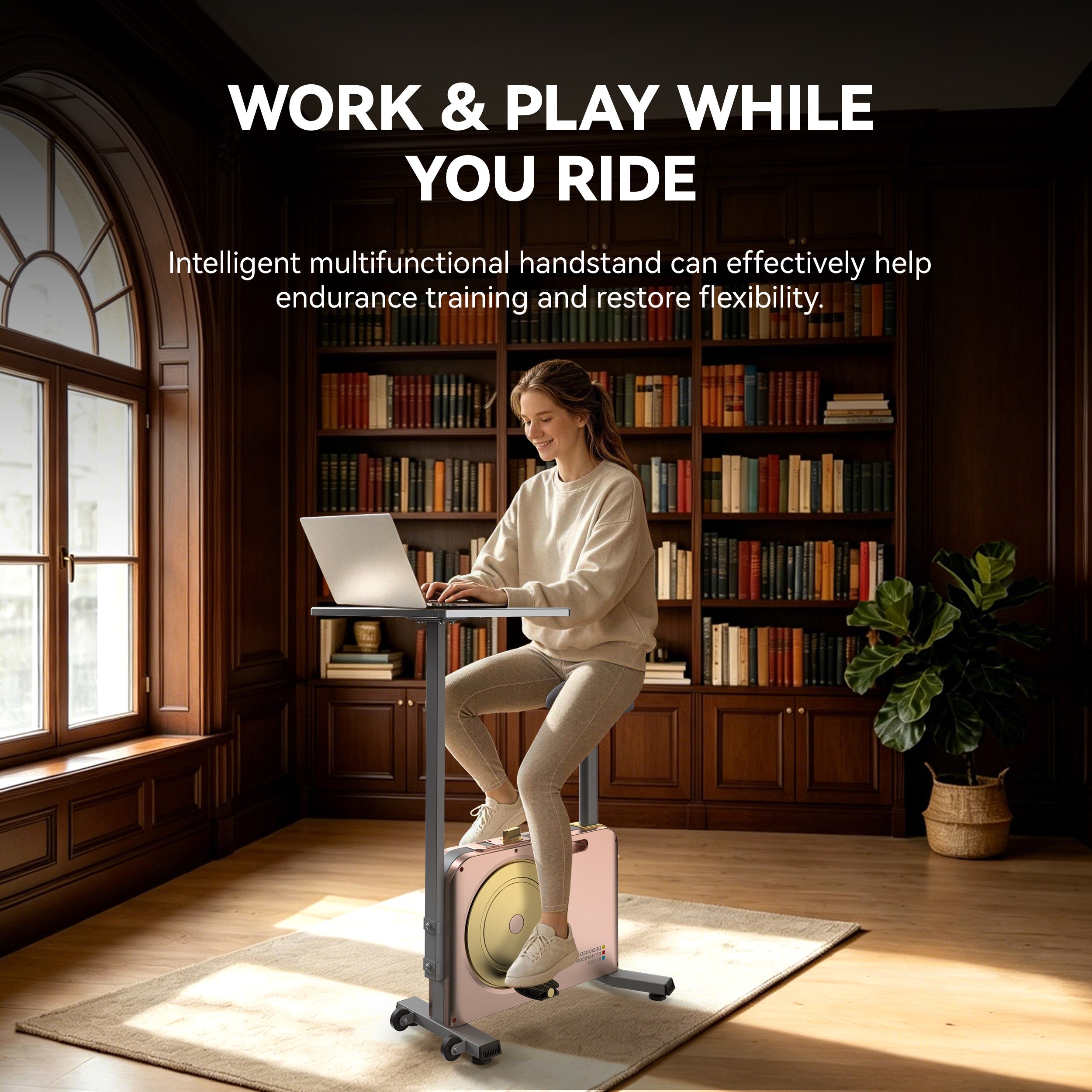 Muti-functional Magnetic Exercise Bike HR-B15 Eco（Rose Gold）