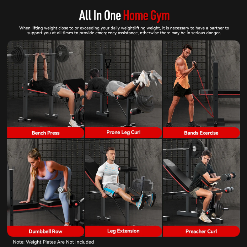 HARISON HR-30813 6-in-1 Adjustable Weight Bench Set