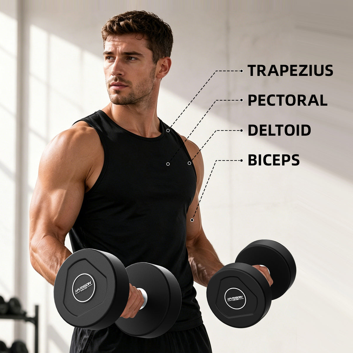 HARISON TPU Dumbbells – Non-Slip Textured Grip, Floor-Friendly, Eco-Friendly Material (2.5–25 kg)