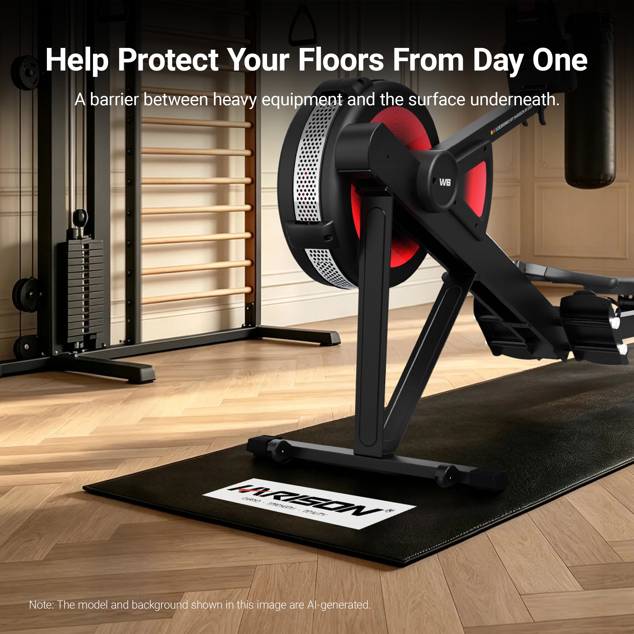 HARISON HR-002 Exercise Equipment Mat for Treadmill & Bike – Heavy Duty Floor Protection Mat for Home Gym