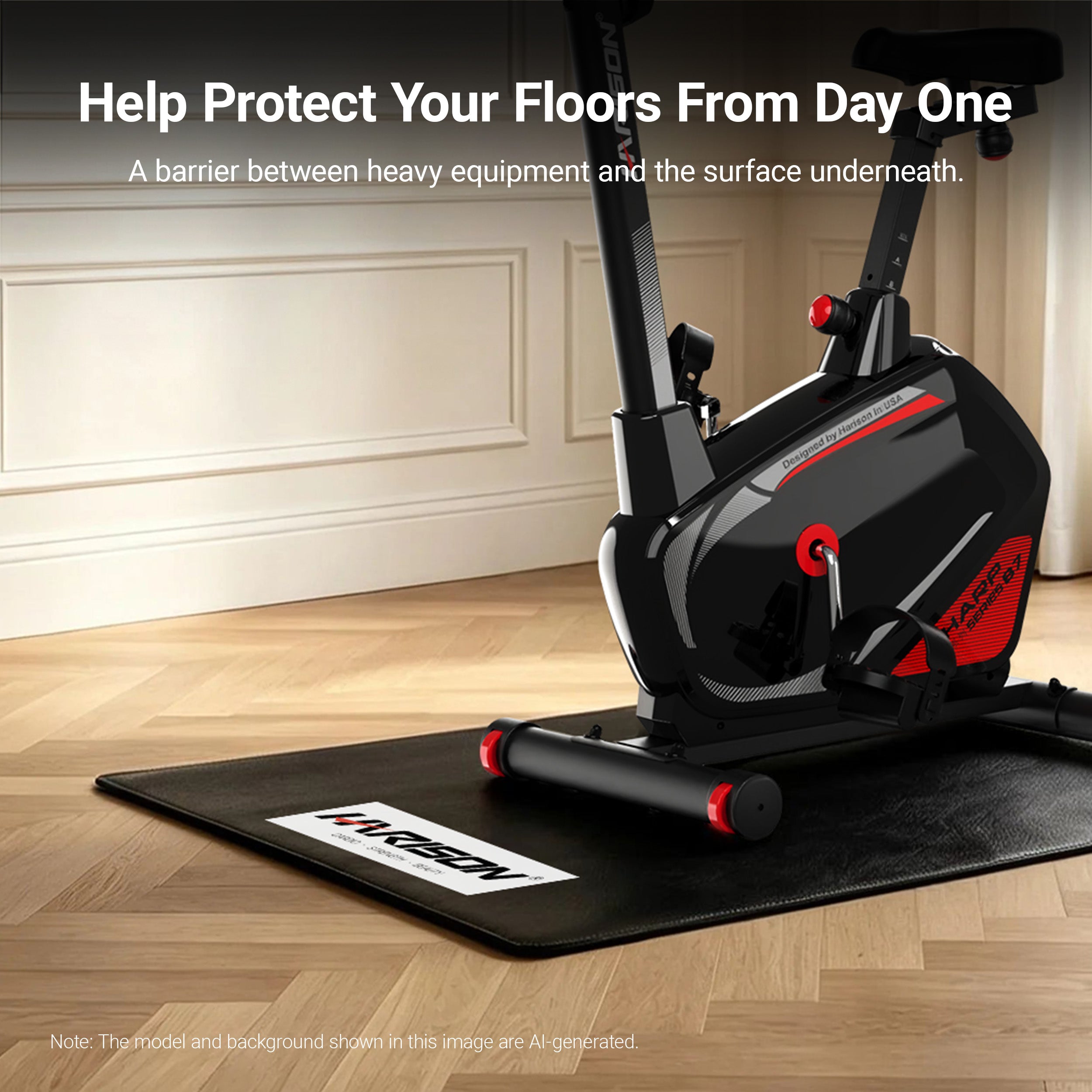 HARISON HR-004 Exercise Equipment Mat for Treadmill & Bike – Heavy Duty Floor Protection Mat for Home Gym