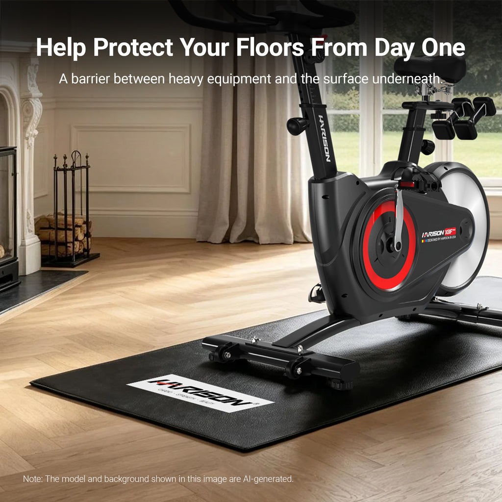 HARISON HR-001 Exercise Equipment Mat for Treadmill & Bike – Heavy Duty Floor Protection Mat for Home Gym