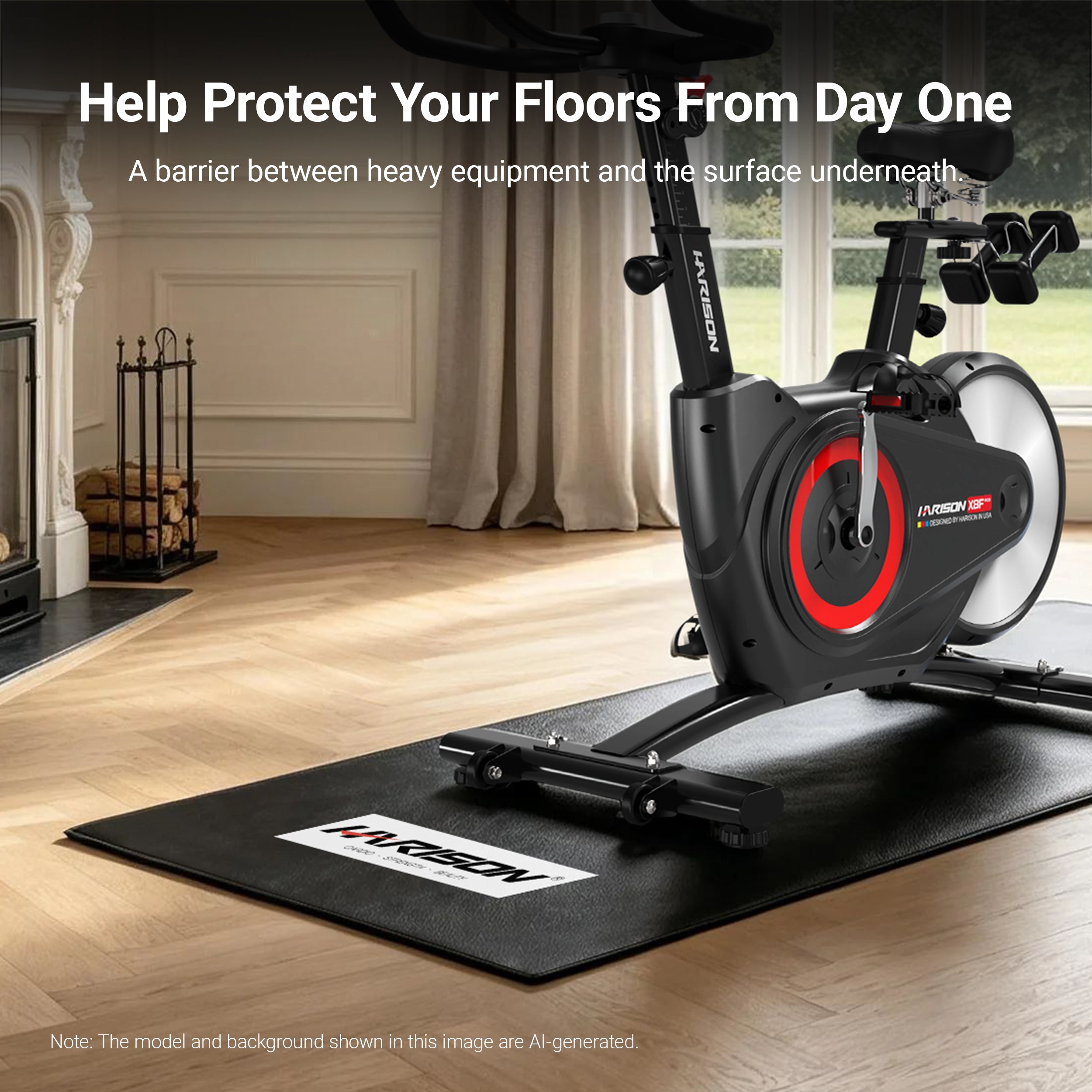HARISON HR-001 Exercise Equipment Mat for Treadmill & Bike – Heavy Duty Floor Protection Mat for Home Gym