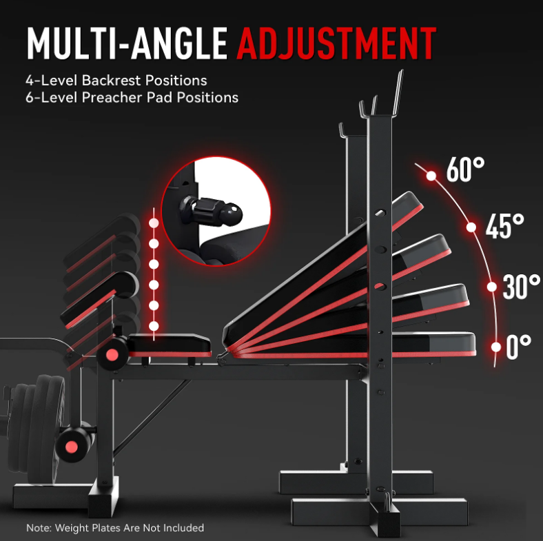 HARISON HR-30813 6-in-1 Adjustable Weight Bench Set