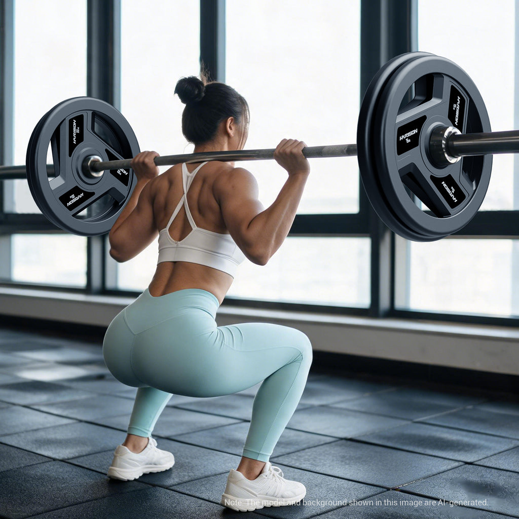 HARISON Olympic Rubber Grip Plates – 2" Barbell Compatible, Floor-Friendly, Rustproof (2.5–25 kg)