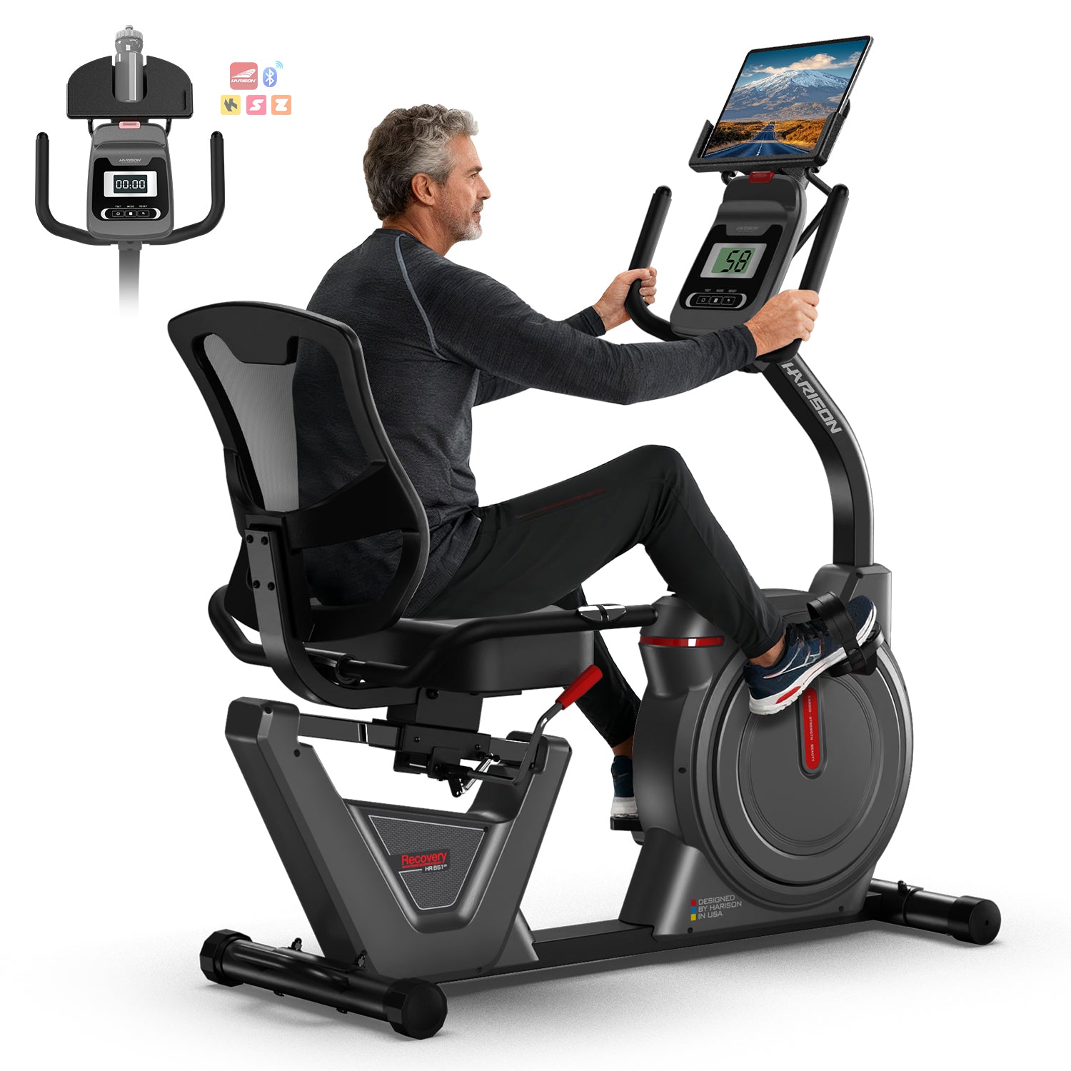 HARISON RECOVERY HR-B51A eco Recumbent Exercise Bike with App & Heart Rate Monitor