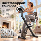 HARISON HR-X3L Foldable Exercise Bike | Magnetic Folding Bike for Home （Brown）