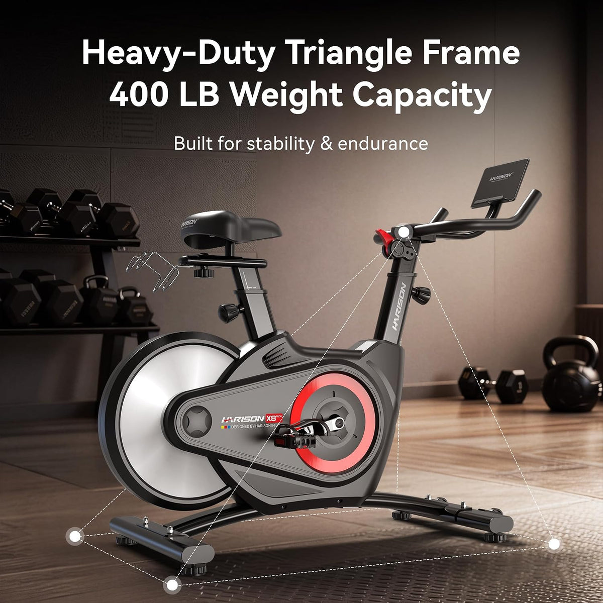 HARISON HR-X8 Heavy Duty Magnetic Exercise Bike with Enclosed Flywheel