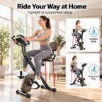 HARISON HR-X3L Foldable Exercise Bike | Magnetic Folding Bike for Home （Brown）