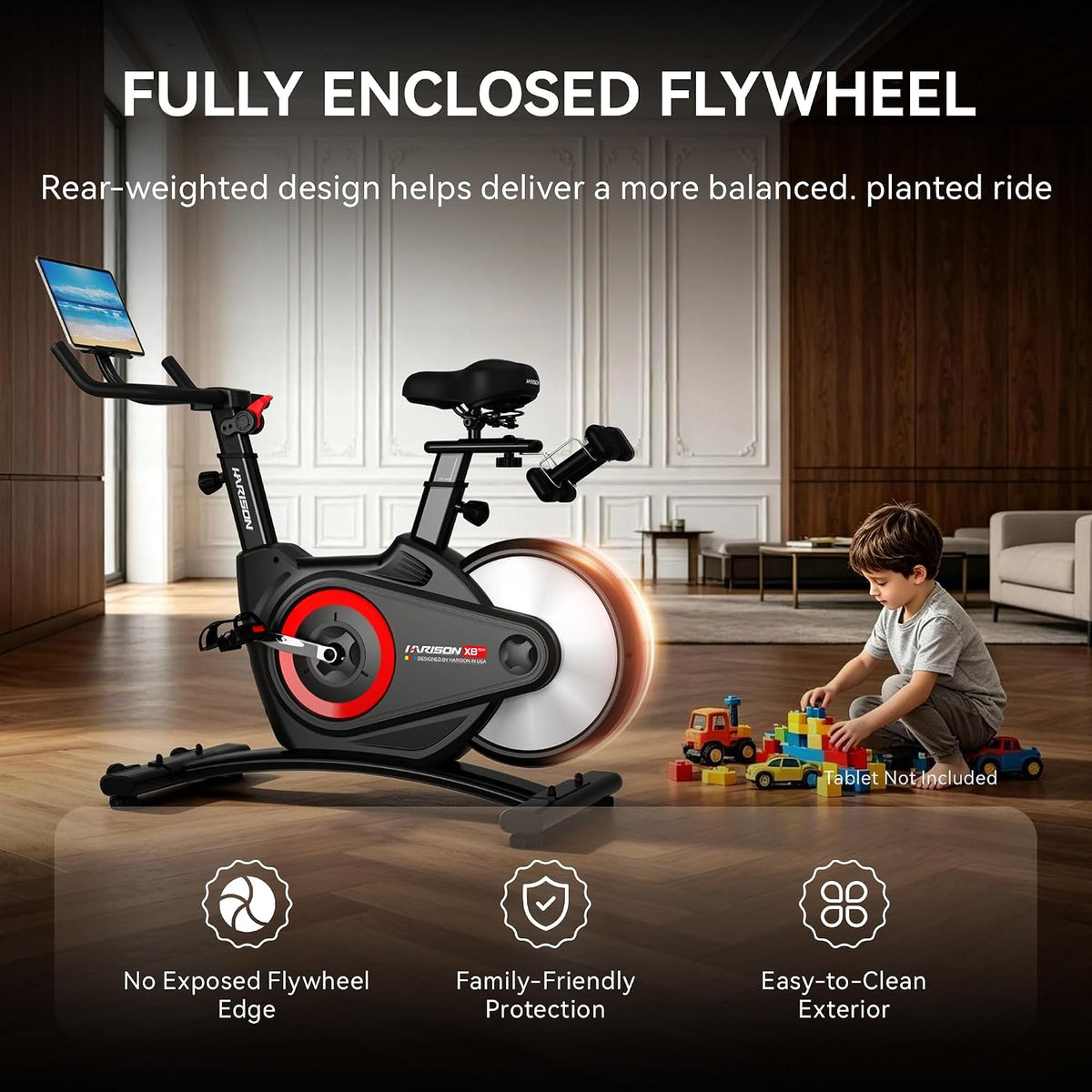 HARISON HR-X8 Heavy Duty Magnetic Exercise Bike with Enclosed Flywheel