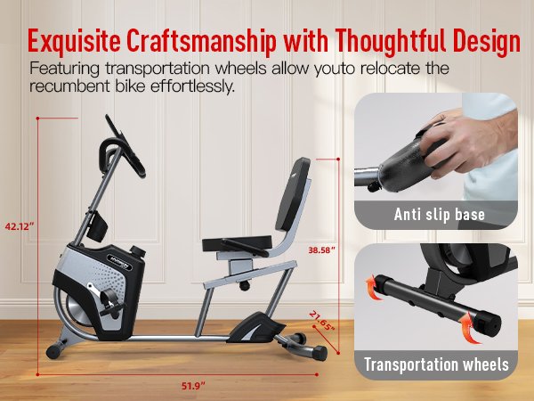HARISON HR-B50 Tech Recumbent Exercise Bike with Bluetooth, Magnetic Resistance & Adjustable Seat