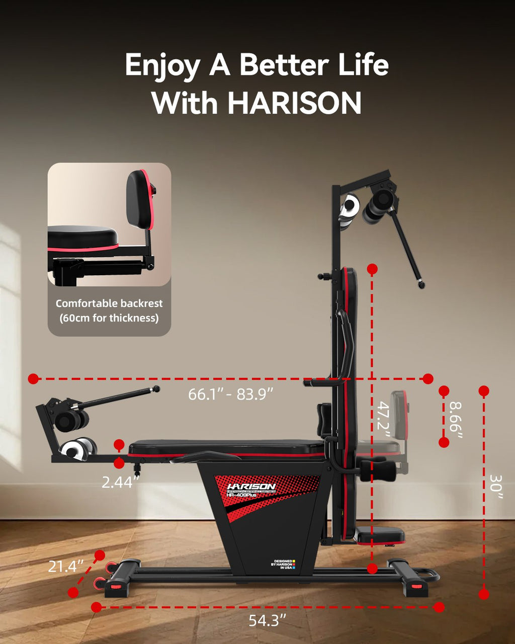 HARISON HR-409 Plus Inversion Table, 2026 New Strength Training Inversion Table for Back Pain Relief Equipment w/Remote Control, Reversible Ankle Holders, Easy Assembly, Heavy Duty up to 300lbs