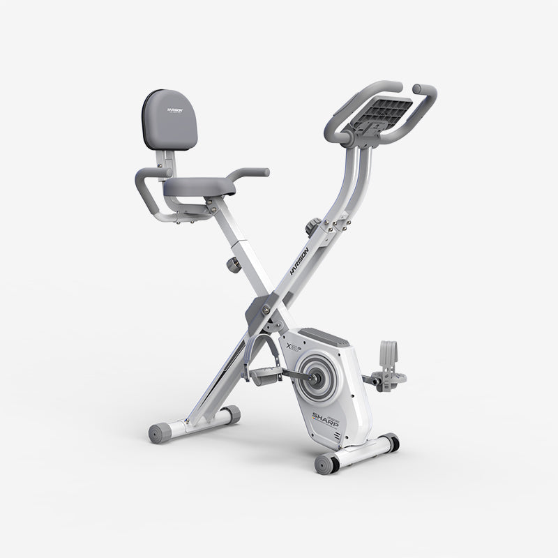HARISON HR-X3L Folding Exercise Bike 350 LBS Capacity, 5 in 1 Bluetooth Stationary Bikes for Home with 16-Level Resistance and Arm Resistance Bands, Magnetic X-Bike with LCD Monitor & Back Support