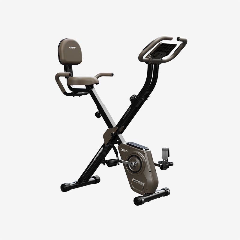 HARISON HR-X3L Folding Exercise Bike 350 LBS Capacity, 5 in 1 Bluetooth Stationary Bikes for Home with 16-Level Resistance and Arm Resistance Bands, Magnetic X-Bike with LCD Monitor & Back Support