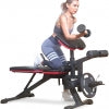 HARISON HR-609 Adjustable Weight Bench with Leg Extension and Preacher Pad, Flat Incline Decline Exercise Bench for Home Workout Weight Training（Black）