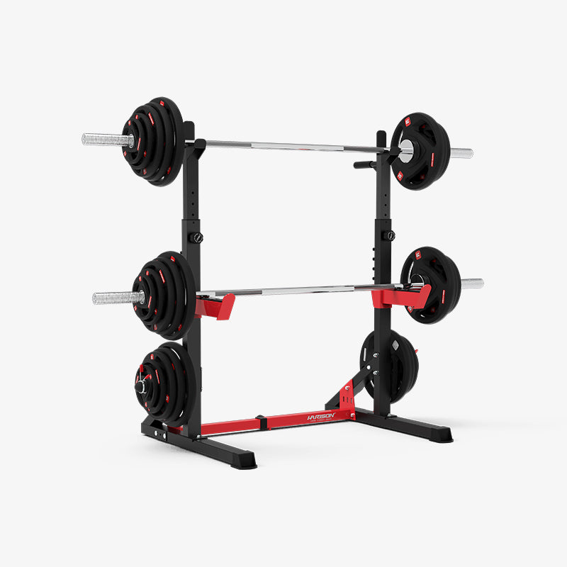 HARISON HR-30812 Heavy Duty 4-in-1 Squat Rack Half Rack for Home Gym – Multi-Height & Width Adjustable, Pull-Up Bar & Dip Station, Barbell Holders Included, Stable H-Shape Steel Frame, Ideal for Bench Press Squat Full Body Workout
