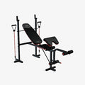 HARISON HR-30813 6 in 1 Weight Bench Set with Preacher Curl & Leg Extension, 660LBS Capacity Adjustable Workout Bench Press Rack, 4-Position Backrest, Resistance Bands & Chain Included