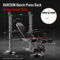 HARISON HR-30813 6 in 1 Weight Bench Set with Preacher Curl & Leg Extension, 660LBS Capacity Adjustable Workout Bench Press Rack, 4-Position Backrest, Resistance Bands & Chain Included