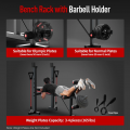 HARISON HR-30813 6 in 1 Weight Bench Set with Preacher Curl & Leg Extension, 660LBS Capacity Adjustable Workout Bench Press Rack, 4-Position Backrest, Resistance Bands & Chain Included
