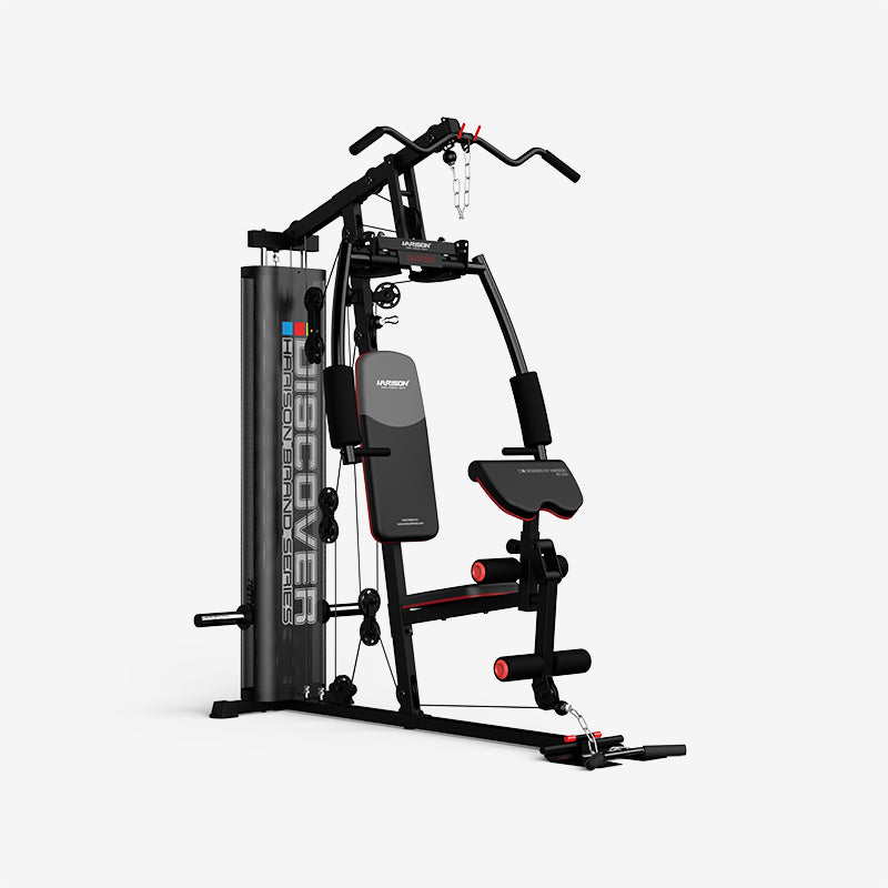HARISON HR-G11511 Multifunction Home Gym Full Body Workout Equipment – Commercial-Grade Thickened Steel Frame, Removable Preacher Curl Pad & Adjustable Leg Press, Pulley System & Ab Bands for Total Body Training, No Manual Adjustment Design