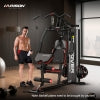 HARISON HR-G11511 Multifunction Home Gym Full Body Workout Equipment – Commercial-Grade Thickened Steel Frame, Removable Preacher Curl Pad & Adjustable Leg Press, Pulley System & Ab Bands for Total Body Training, No Manual Adjustment Design