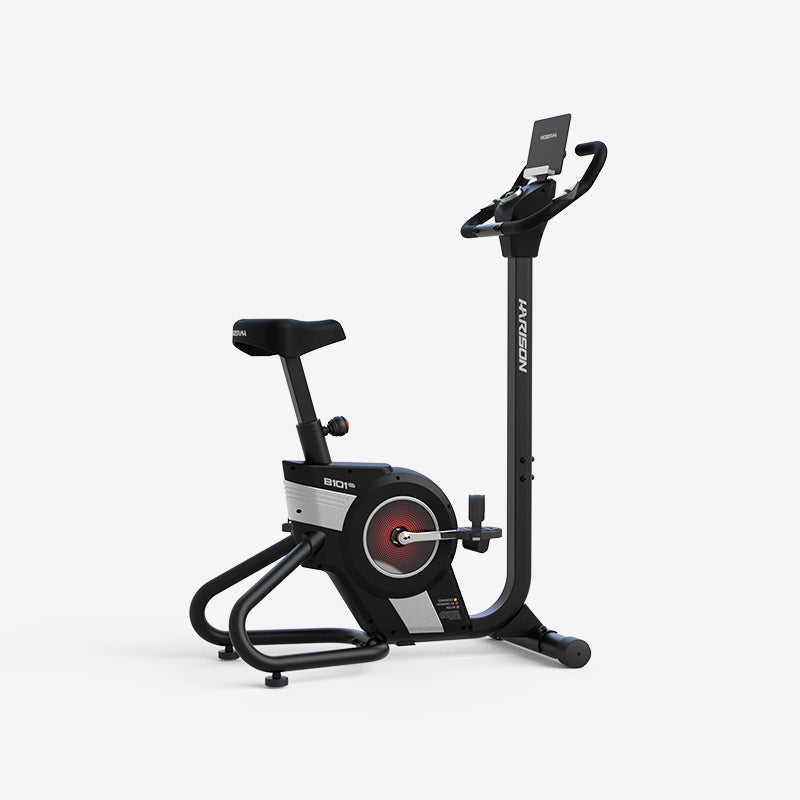 HARISON HR-B101 Electromagnetic Self-powered Upright Exercise Bike, 2 in 1 LED Display for Resistance Control and Data Record, 350 LBS Capacity Stationary Bike for Home with Bluetooth, 32-Level Resistance