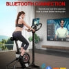 HARISON HR-B101 Electromagnetic Self-powered Upright Exercise Bike, 2 in 1 LED Display for Resistance Control and Data Record, 350 LBS Capacity Stationary Bike for Home with Bluetooth, 32-Level Resistance