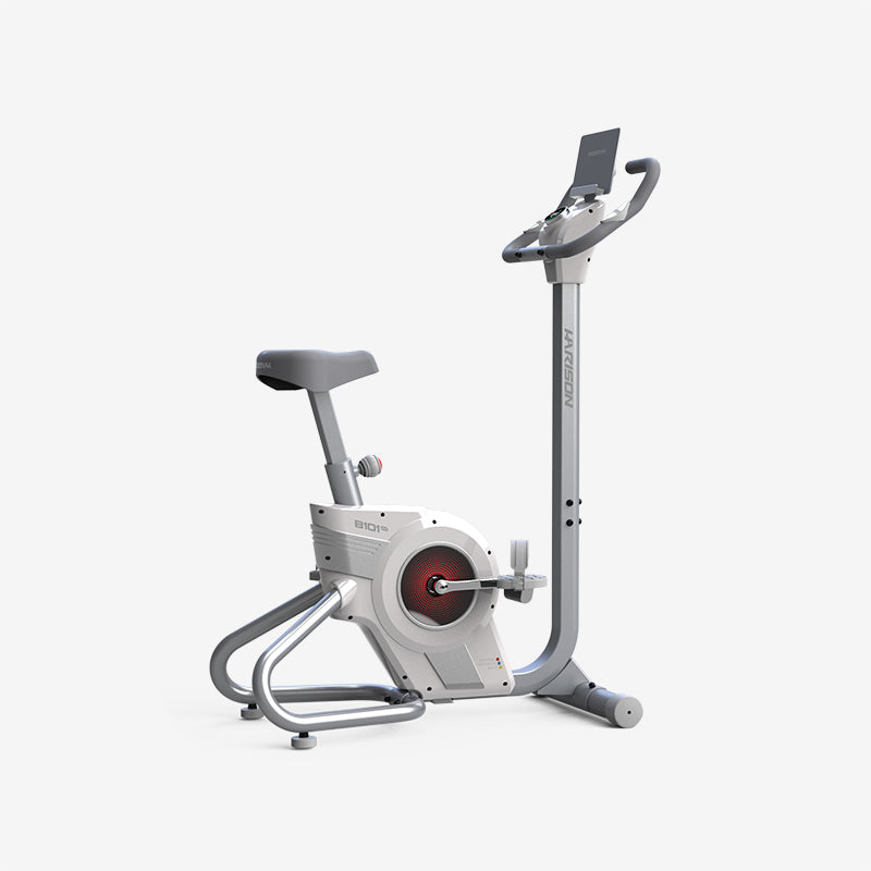 HARISON HR-B101 Electromagnetic Self-powered Upright Exercise Bike, 2 in 1 LED Display for Resistance Control and Data Record, 350 LBS Capacity Stationary Bike for Home with Bluetooth, 32-Level Resistance