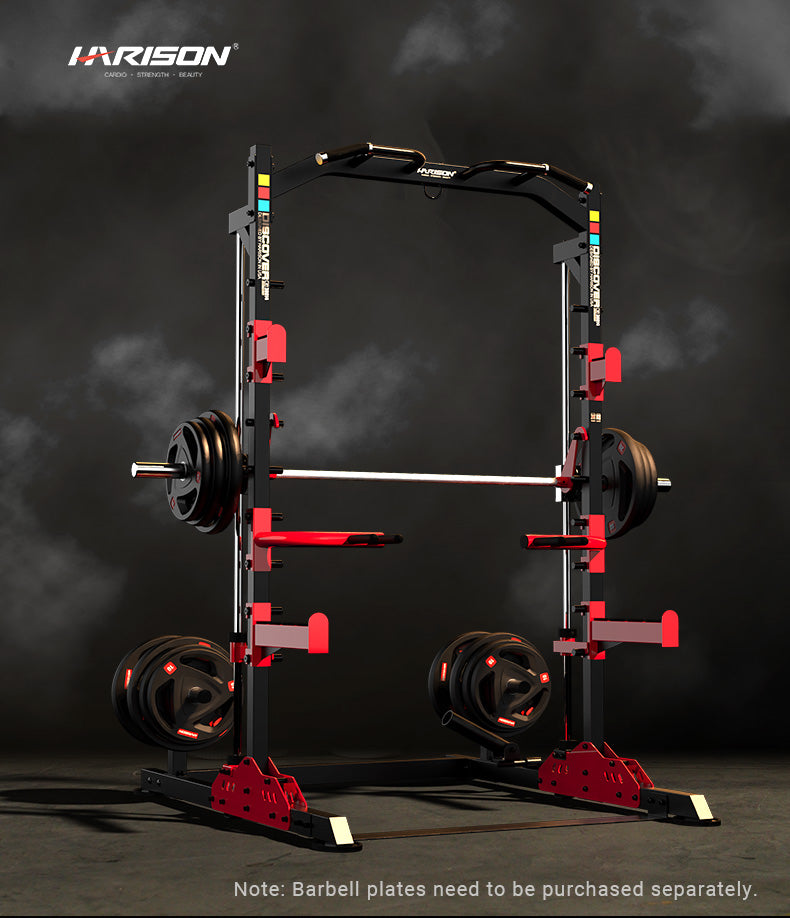 HARISON HR-30814 Multifunction Squat Rack Power Cage for Home Gym – 4000LBS Weight Capacity, 1.5mm Thickened Steel, Pull-Up Bar, Weight Plate & Barbell Holder, 35+ Workout Options for Bench Press Deadlift Squat