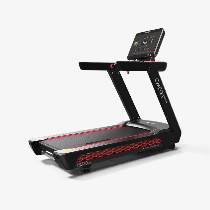 HARISON Omega T3620 Eco Commercial Treadmill，4.5P AC Servo Motor (0.8-20 km/h) ，21.5" HD LED Display with 30 Programs (14 Preset + 16 Custom) ，145x58 cm Belt，0-18 Level Electric Incline ，Handheld Heart Rate，180 kg (397 lbs) Capacity