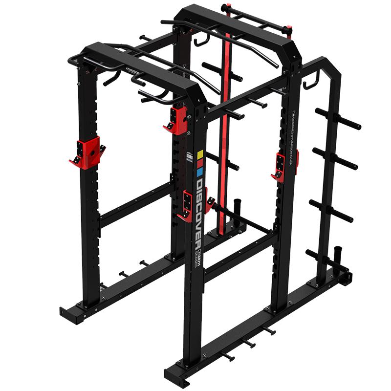 HARISON HR-30711Commercial Power Squat Rack，18-Level Height Adjustment，8 Plate Storage Posts，Multifunctional for Squats & Presses，All-in-One Strength Station