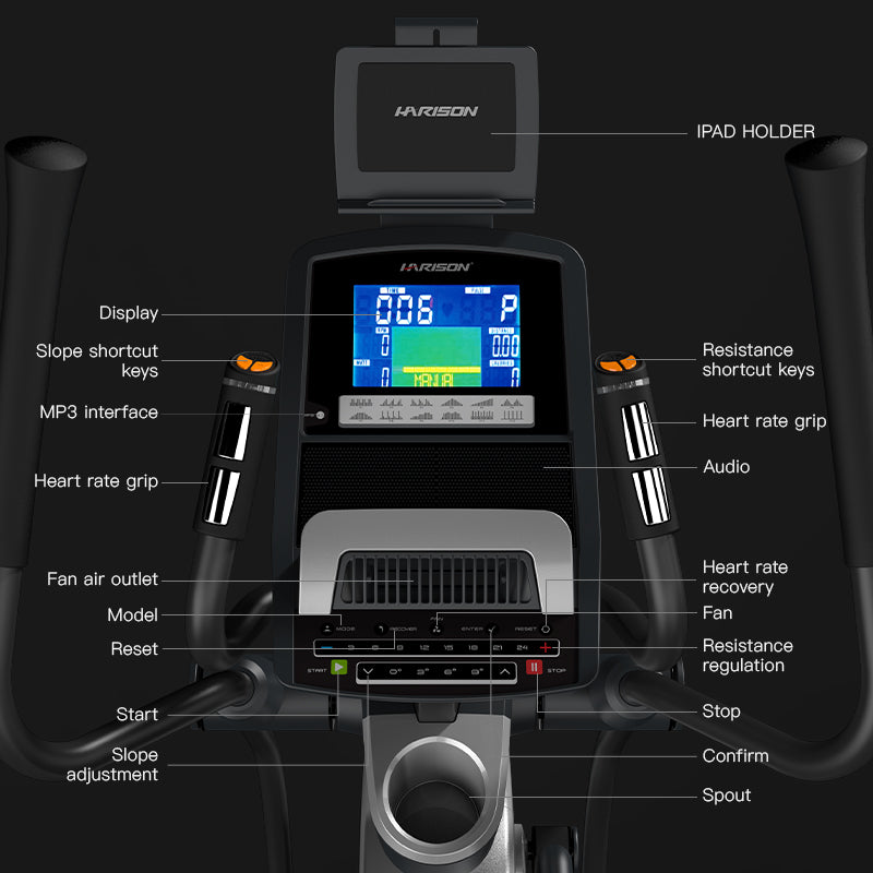 HARISON HR-E1507 Eco Commercial Electromagnetic Elliptical Machine with 51cm Stride