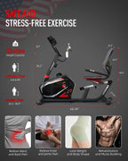 Commercial recumbent exercise bike with 350-400lb capacity, ideal for rehab, pain relief, and muscle building